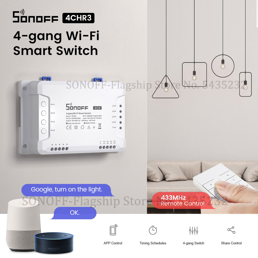 Relay Module 1 Channel - Itead SONOFF 4CH R3 Wifi اللاسلكية