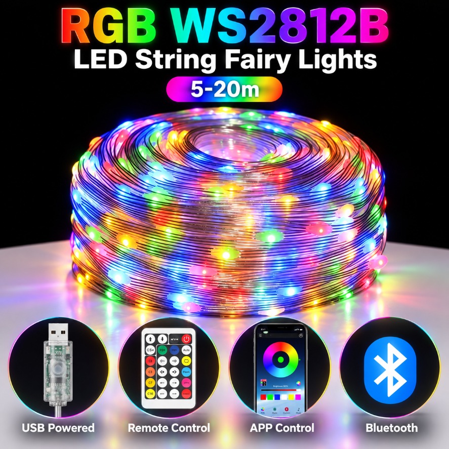 Ws2812B Strip 5V - سلسلة أضواء LED RGB WS2812B بطول
