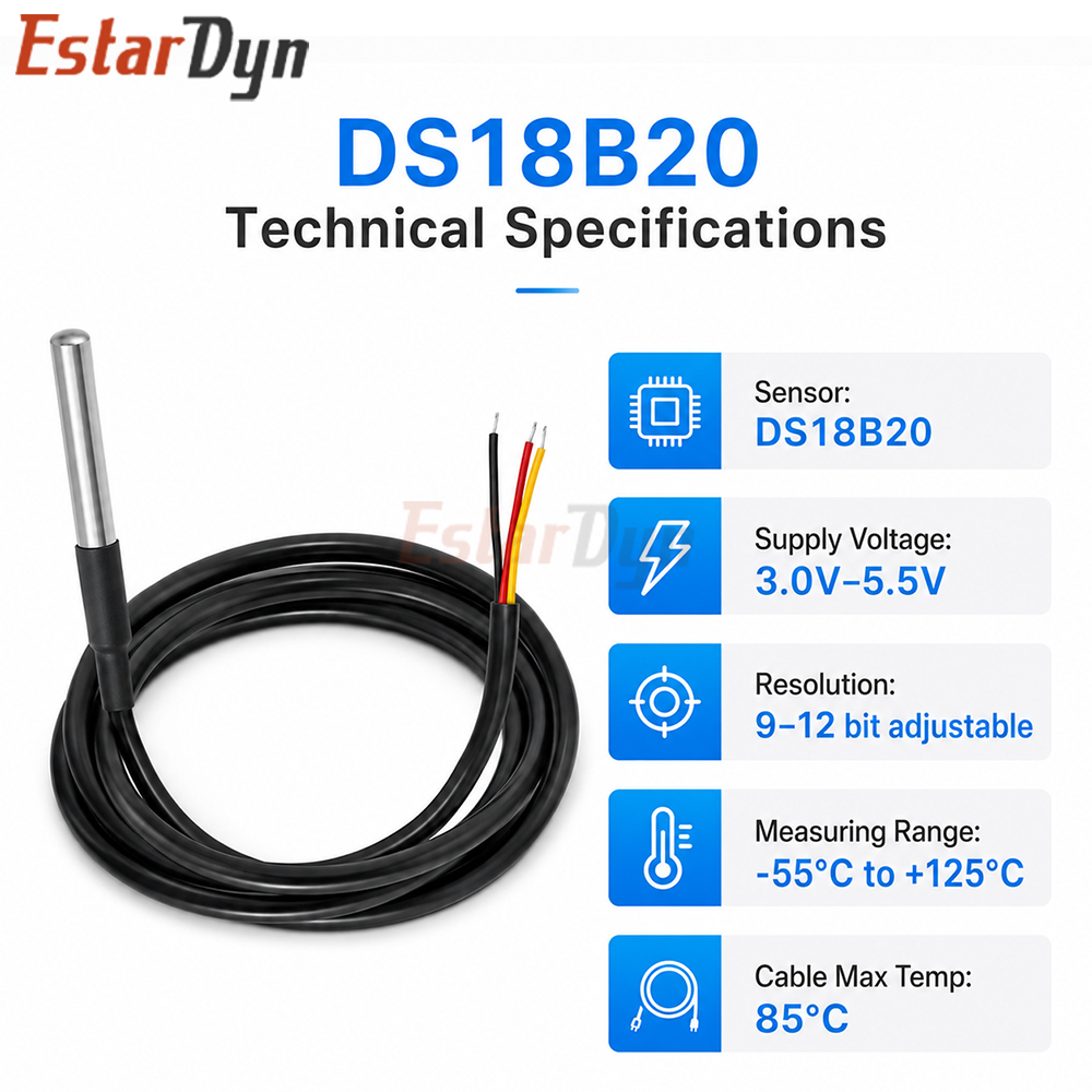 مستشعر درجة الحرارة الرقمي الم - مراجعة Ds18B20 وسعره