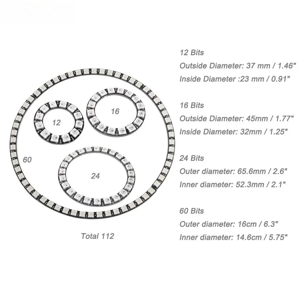 WS2812B 5050 RGB LED Ring 7 /  - مراجعة Ws2812B وسعره